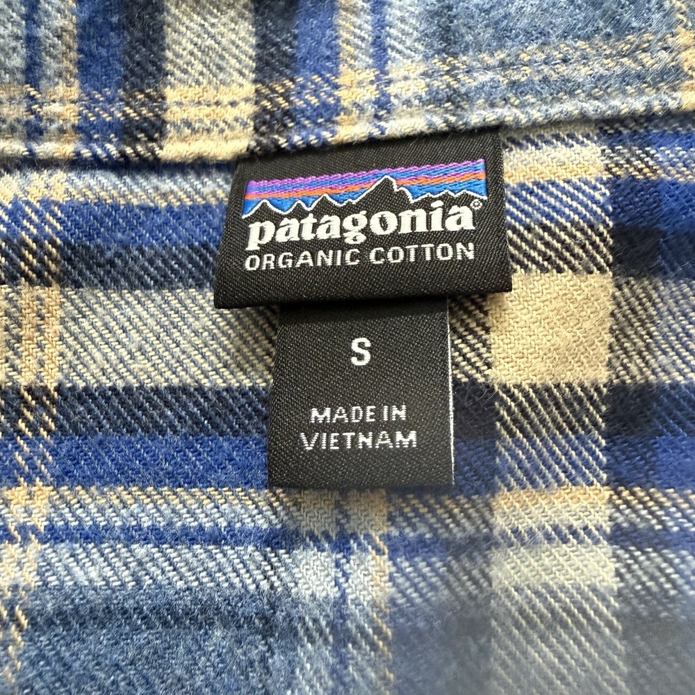 Patagonia Womens Blue Plaid Fjord Organic Cotton Midweight Flannel‎ Shirt Sz S - Picture 4 of 8